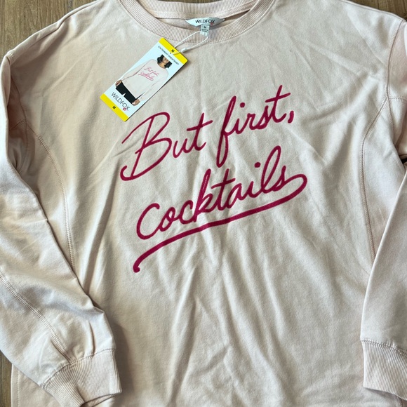 Wildfox M Women’s Sweater But First Cocktails NWT Peach Whip - Picture 2 of 5